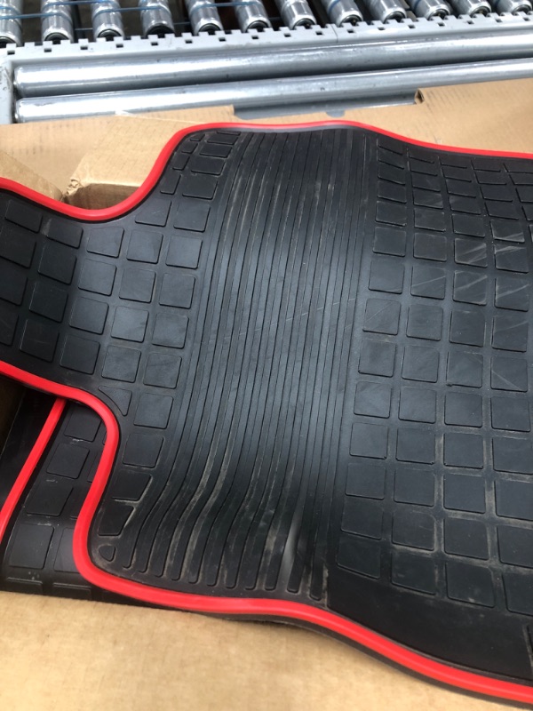 Photo 3 of HD-Mart Car Floor Mat for Audi Q5 SQ5 2018 2019 2020 2021 2022 2023 Custom Fit Black Red Rubber Auto Floor Liners Set Waterproof All Weather Protection Heavy Duty Odorless (No Hybrid Models) Red Edge 2018-2023 Version