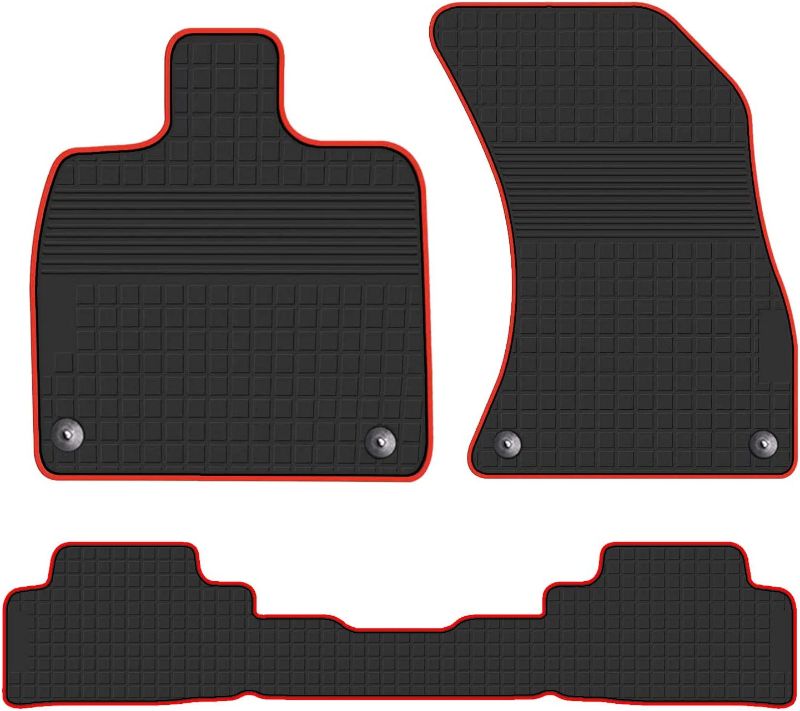 Photo 1 of HD-Mart Car Floor Mat for Audi Q5 SQ5 2018 2019 2020 2021 2022 2023 Custom Fit Black Red Rubber Auto Floor Liners Set Waterproof All Weather Protection Heavy Duty Odorless (No Hybrid Models) Red Edge 2018-2023 Version