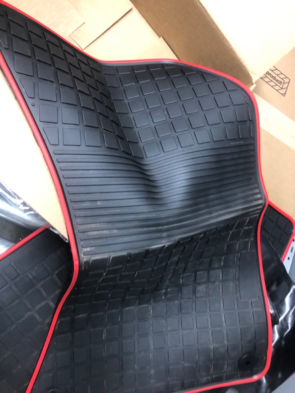 Photo 6 of HD-Mart Car Floor Mat for Audi Q5 SQ5 2018 2019 2020 2021 2022 2023 Custom Fit Black Red Rubber Auto Floor Liners Set Waterproof All Weather Protection Heavy Duty Odorless (No Hybrid Models) Red Edge 2018-2023 Version