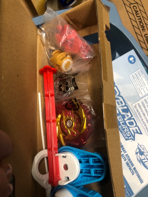 Photo 6 of BEYBLADE Burst Surge Speedstorm Motor Strike Battle Set -- Battle Game playset with Motorized Stadium, 2 Battling Top Toys and 2 Launchers