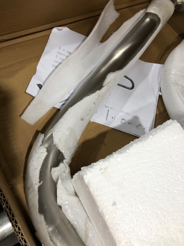 Photo 1 of VEVOR Pool Rail 32x23 Pool Railing 304 Stainless Steel 250LBS Load Capacity Silver Rustproof Pool Handrail Humanized Swimming Pool Handrail with Blue Grip Cover & M8 Drill Bit & Self-Taping Screws 32x23 Inch