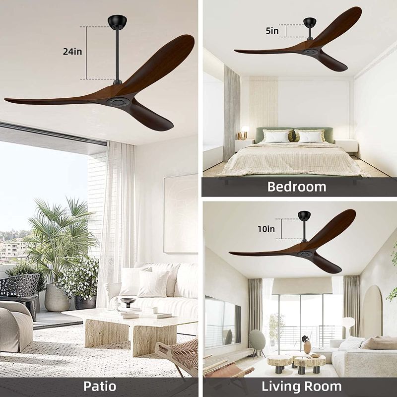 Photo 1 of (PARTS ONLY)CLUGOJ Ceiling Fan, Outdoor Ceiling Fan with Remote Control 60'' Modern Ceiling Fan with 3 Wood Dark Walnut Blades Noiseless Energy Efficient DC Motor and Matte Black
