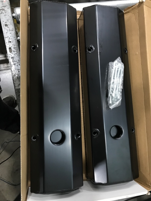 Photo 2 of A-Team Performance - Black Anodized Fabricated Aluminum Tall Valve Covers 1/4" Rail - Compatible with Chevrolet Small Block SBC Chevy 283 305 327 350 383 400
