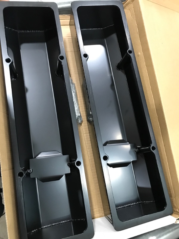 Photo 3 of A-Team Performance - Black Anodized Fabricated Aluminum Tall Valve Covers 1/4" Rail - Compatible with Chevrolet Small Block SBC Chevy 283 305 327 350 383 400
