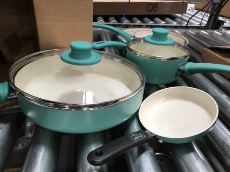 Photo 3 of *missing parts* Greenlife Soft Grip 16pc Ceramic Non-Stick Cookware Set, Turquoise