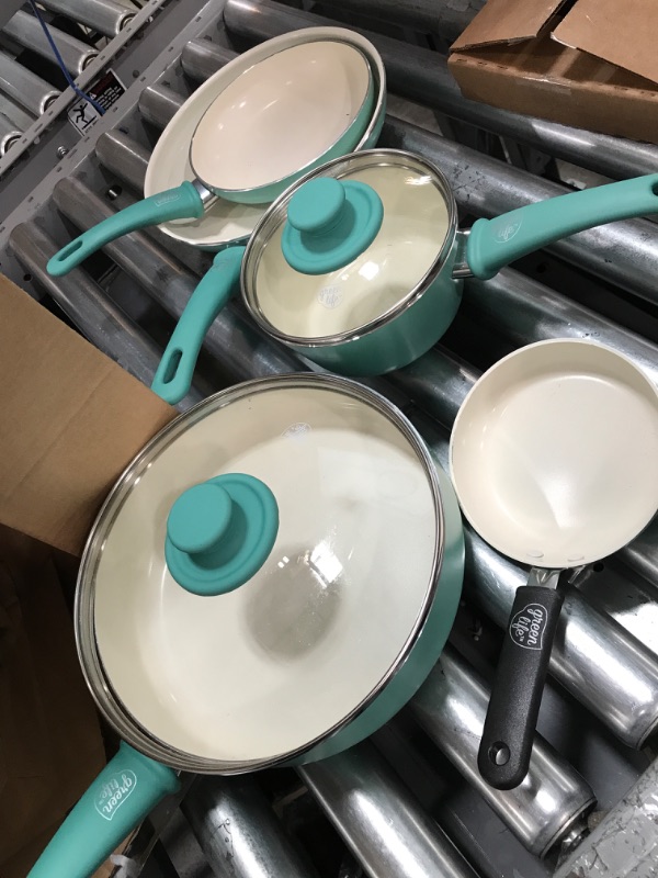 Photo 2 of *missing parts* Greenlife Soft Grip 16pc Ceramic Non-Stick Cookware Set, Turquoise