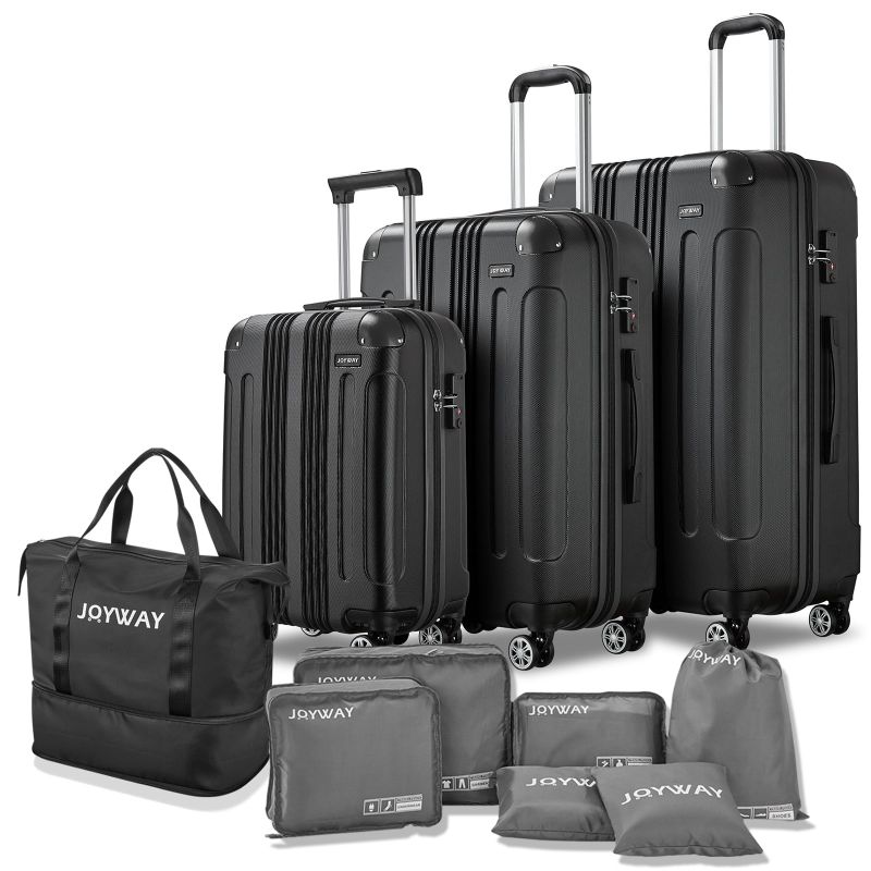 Photo 1 of  NOT A COMPLETE SET 
Joyway Luggage 8-Piece Travel Sets, Hardside Suitcase with Spinner Wheels,Checked Suitcase with TSA Locks(24Inch Black)
