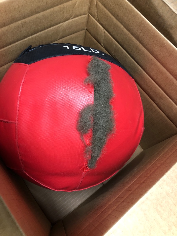 Photo 3 of *Major Damage-See Photos* JFIT Wall Medicine Ball - 10 Weight Options 4lb-30lb - Durable Wall Balls for Exercise, Cardio, Core Strength Red/Black 15-Pound