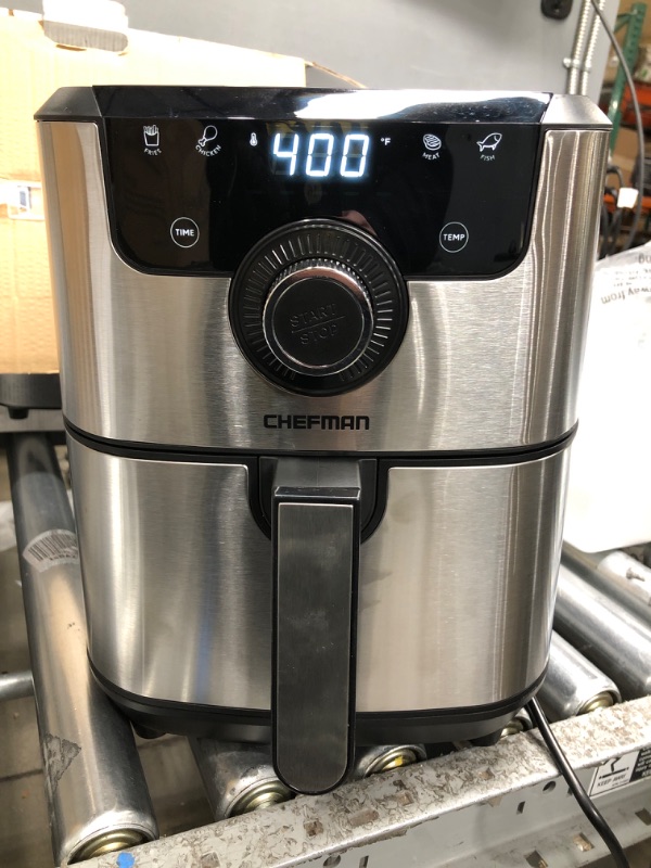 Photo 3 of *Tested* CHEFMAN Air Fryer Healthy Cooking, 4.5 Qt,User Friendly and Dual Control Temperature, Nonstick Stainless Steel, Dishwasher Safe Basket, w/ 60 Minute Timer & Auto Shutoff 4.5 Quart - Stainless Steel