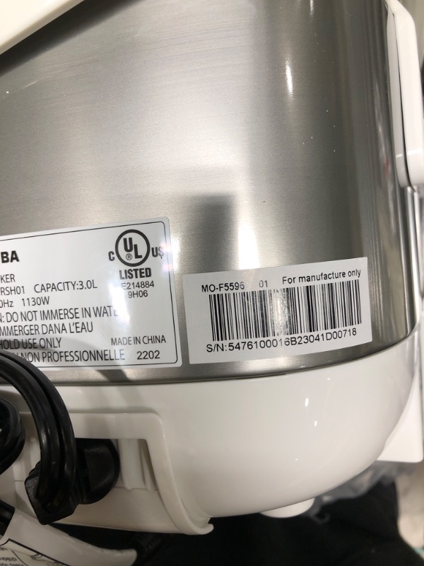 Photo 2 of *Major Damage/Not Tested Due To Damage-See Photos* Toshiba Low Carb Digital Programmable Multi-functional Rice Cooker, Slow Cooker, Steamer & Warmer, 5.5 Cups Uncooked with Fuzzy Logic and One-Touch Cooking, 24 Hour Delay Timer and Auto Keep Warm Feature,