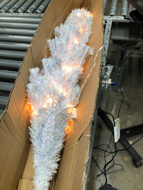 Photo 4 of *Tested/Broken Stand/See Photos* National Tree Company Pre-Lit Artificial Christmas Tree, White Tinsel, White Lights, Includes Stand, 4 feet