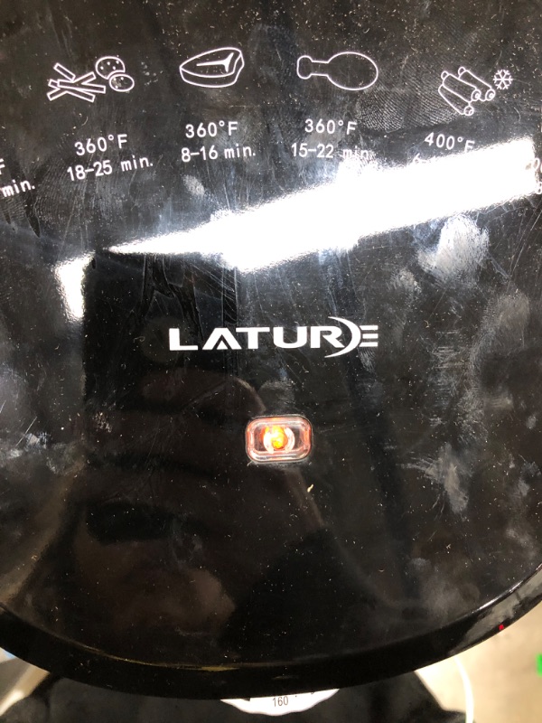 Photo 2 of *Tested* LATURE 4.2 QT Air Fryer Oven Cooker with Temperature and Time Control Dishwasher Non-stick Basket 6 Cook Presets CE Certified Black (Black-Knob)