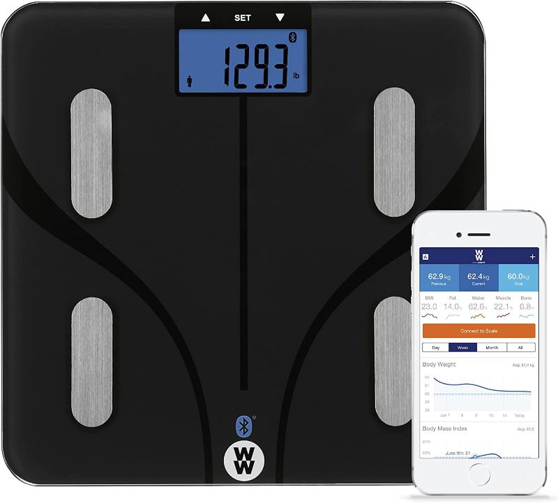 Photo 1 of ***ITEM VARIES FROM STOCK PHOTO*** WW Scales by Conair Bluetooth Body Analysis Bathroom Scale, Measures Body Fat, Body Water, Bone Mass, Muscle Mass & BMI, 9 User Memory, 400 Lbs. Capacity