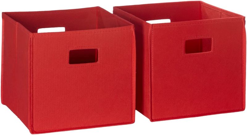 Photo 1 of  2 Pc Storage, Red Folding Bin