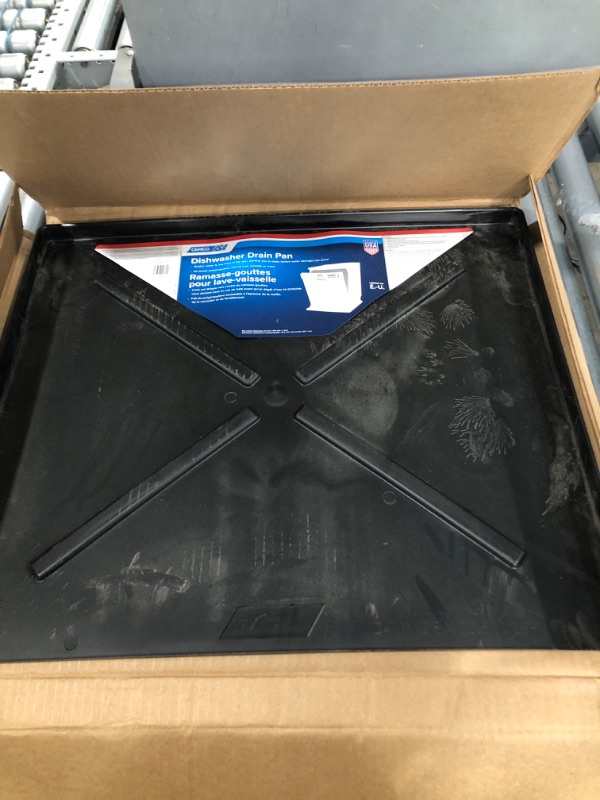 Photo 2 of Camco 20.5-Inches x 24-Inches Dishwasher Drain Pan, Black - Protects Your Floor, Cabinets and Walls from Leaking Dishwashers - Directs Water to The Front for Easy Leak Identification (20602)