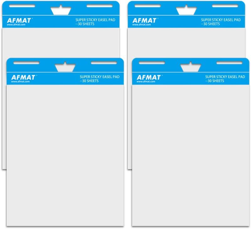 Photo 1 of Sticky Easel Pads, Upgraded Flip Chart Paper, Large Easel Paper for Teachers, 25 x 30 Inches, Self Stick Easel Paper for White Board, 30 Sheets/Pad, 4 Pads, Super Sticky
