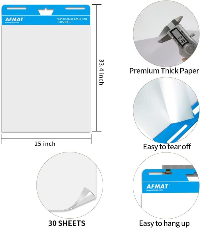 Photo 2 of Sticky Easel Pads, Upgraded Flip Chart Paper, Large Easel Paper for Teachers, 25 x 30 Inches, Self Stick Easel Paper for White Board, 30 Sheets/Pad, 4 Pads, Super Sticky
