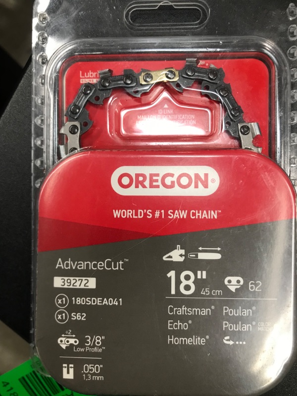 Photo 2 of *INCOMPLETE* *JUST THE TOP PIECE NO BAR* Oregon Chainsaw Guide Bar & Chain Combo, AdvanceCut Replacement for Saw Chains, Bar Length 18" (45cm), with Low Kickback Chain Set, 3/8" Pitch, 0.050" Gauge, 62 Drive Links (39272) Silver