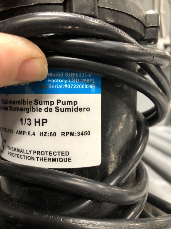 Photo 3 of Acquaer 1/3HP Sump Pump, 3040GPH Submersible Clean/Dirty Water Pump with Automatic Float Switch and 10ft Power Cord Sub Pump for Basement, Pool, Pond, Drain, Flooded Cellar, Aquarium and Irrigation 1/3HP 3040GPH