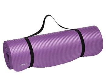 Photo 1 of Amazon Basics Extra Thick Exercise Yoga Gym Floor Mat with Carrying Strap - 74 x 24 x .5 Inches, Purple 