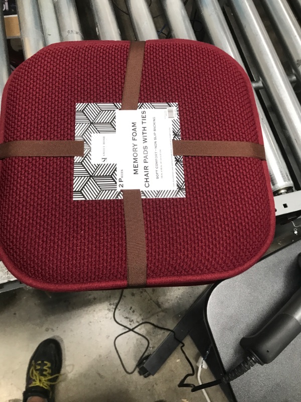 Photo 2 of 2 Pack Memory Foam Honeycomb Nonslip Back 16" x 16" Chair/Seat Cushion Pad, Wine Burgundy
