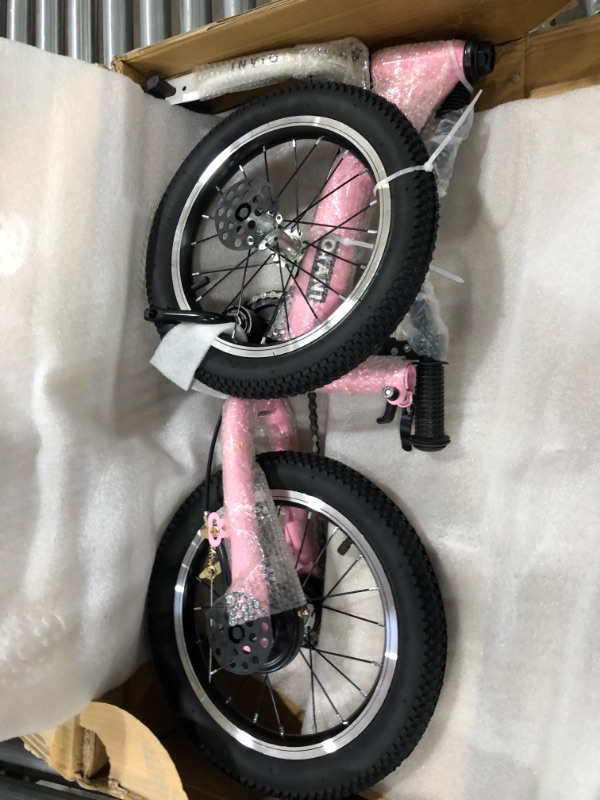 Photo 2 of OHIIK Balance Bike 2 in 1 for Kids 2 3 4 5 6 7 Years Old,Balance to Pedals Bike,12 14 16 inch Kids Bike,with Pedal kit,Training Wheels,Brakes 14 inch Pink