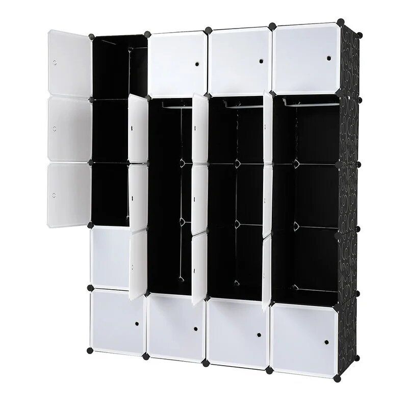 Photo 1 of 12 Cube Storage,Plastic Cube Organizer,DIY Modular Closet Cabinet, Black Pattern with Clear Front
