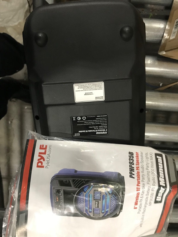 Photo 1 of Portable Bluetooth PA Speaker System - 300W Rechargeable Outdoor Bluetooth Speaker Portable PA System w/ 8” Subwoofer 1” Tweeter, Microphone In, Party Lights, MP3/USB, Radio, Remote - Pyle PPHP835B