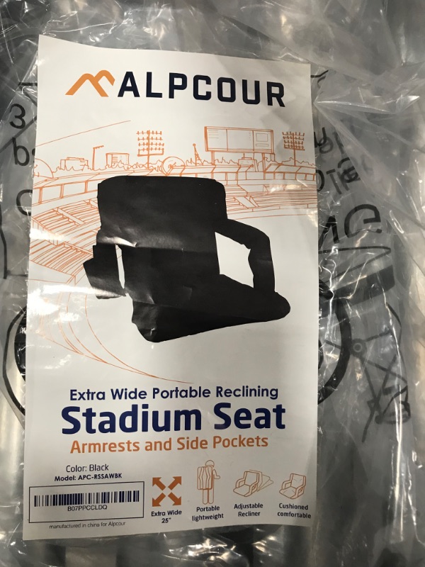 Photo 4 of Alpcour Folding Stadium Seat – 25-inch Extra Wide Padded Adults Camping Reclining Waterproof Bleacher Chair – Best Ultra Extra Thick Lightweight Back Support Cushion Seats for Bleachers w/Arm Rest