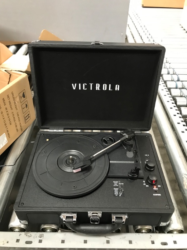 Photo 2 of Victrola Vintage 3-Speed Bluetooth Portable Suitcase Record Player with Built-in Speakers | Upgraded Turntable Audio Sound| Includes Extra Stylus | Black, Model Number: VSC-550BT-BK, 1SFA