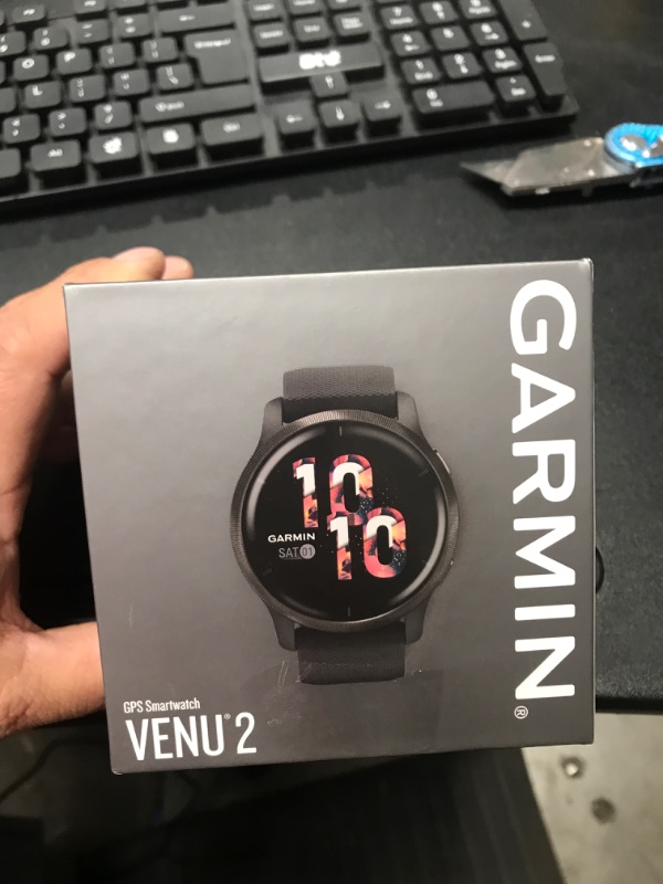 Photo 5 of Garmin Venu 2, GPS Smartwatch with Advanced Health Monitoring and Fitness Features, Slate Bezel with Black Case and Silicone Band Black+Slate Slate Bezel with Black Case and Silicone Band