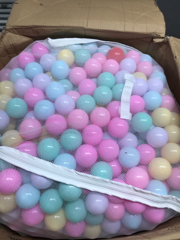 Photo 1 of Amazon Basics BPA Free Crush-Proof Plastic Ball Pit Balls with Storage Bag, Toddlers Kids 12+ Months, 6 Pastel Colors - Pack of 1000 6 Pastel Colors 1,000 Balls