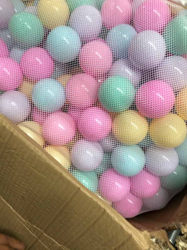 Photo 3 of Amazon Basics BPA Free Crush-Proof Plastic Ball Pit Balls with Storage Bag, Toddlers Kids 12+ Months, 6 Pastel Colors - Pack of 1000 6 Pastel Colors 1,000 Balls