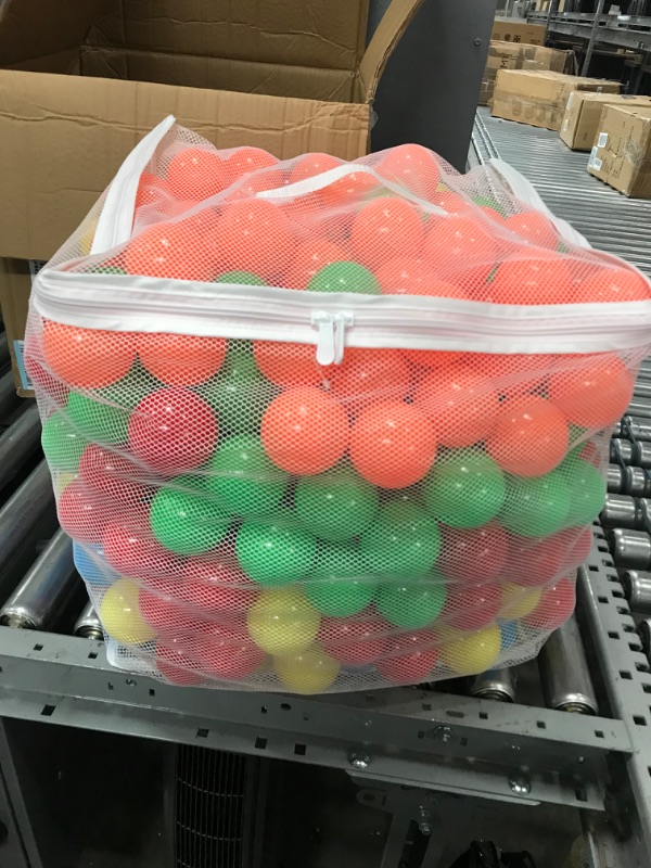 Photo 2 of Amazon Basics BPA Free Crush-Proof Plastic Ball Pit Balls with Storage Bag, Toddlers Kids 12+ Months, 6 Bright Colors - Pack of 400 6 Bright Colors 400 Balls