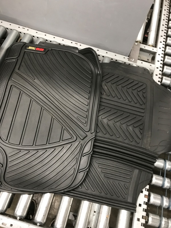 Photo 2 of *Used-Dirty-See Photos* Motor Trend FlexTough Performance All Weather Rubber Car Floor Mats - 3 Piece Floor Mats Automotive Liners for Cars Truck SUV, Heavy-Duty Waterproof (Black)