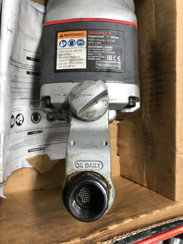 Photo 2 of *Used-See Photos* Ingersoll Rand 2850MAX-6 1" Extended Anvil Impact Wrench - 6" Extension, Lightweight Design, Powerful Reverse Torque Output Up to 2100 ft-lbs, Heavy Duty, 5500 RPM, 360 Degree Handle, Gray
