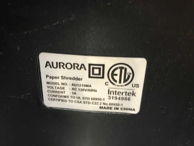 Photo 4 of Aurora AU1210MA Professional Grade High Security 12-Sheet Micro-Cut Paper/ CD and Credit Card/ 60 Minutes Continuous Run Time Shredder