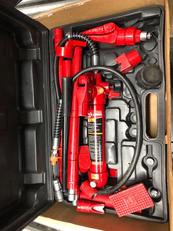 Photo 3 of BIG RED T70401S Torin Portable Hydraulic Ram: Auto Body Frame Repair Kit with Blow Mold Carrying Storage Case, 4 Ton (8,000 lb) Capacity, Red