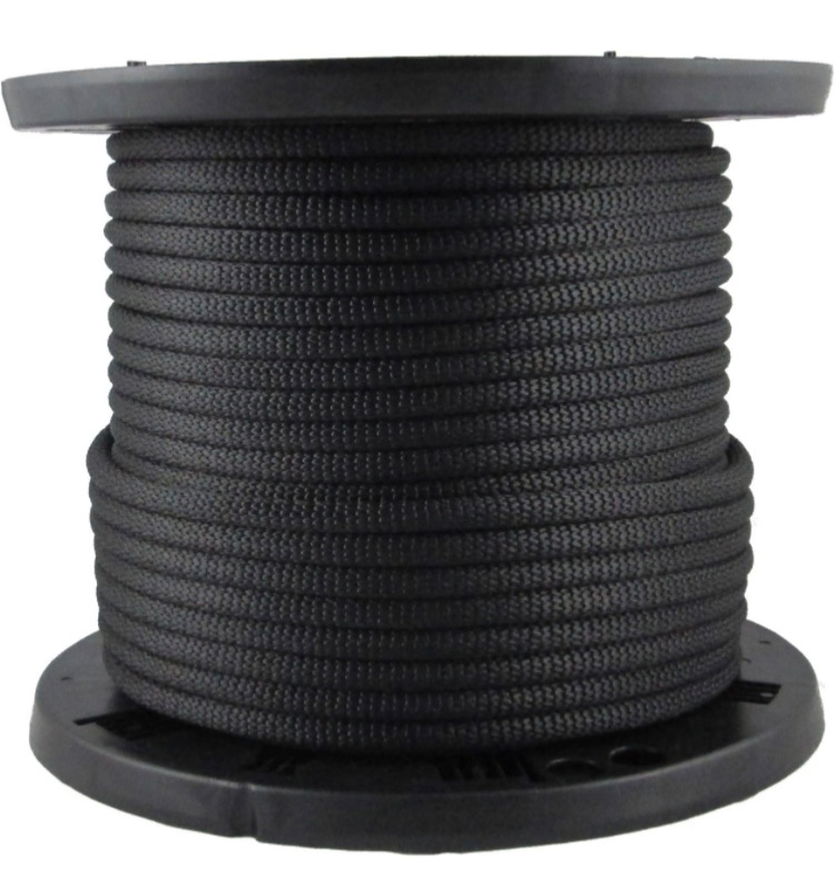 Photo 1 of 3/8 inch Black Dacron Polyester Rope - 250 Foot Spool | Solid Braid - Industrial Grade - High UV and Abrasion Resistance - Low StretchI’m 