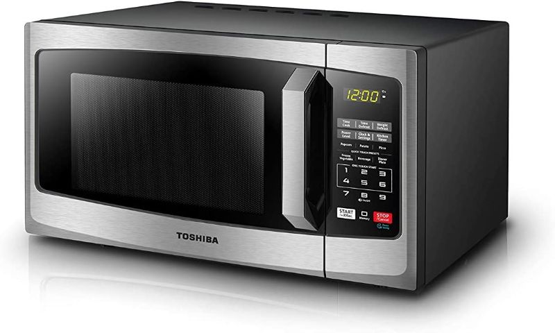 Photo 1 of TOSHIBA EM925A5A-SS Countertop Microwave Oven, 0.9 Cu Ft With 10.6 Inch Removable Turntable, 900W, 6 Auto Menus, Mute Function & ECO Mode, Child Lock, LED Lighting, Stainless Steel
