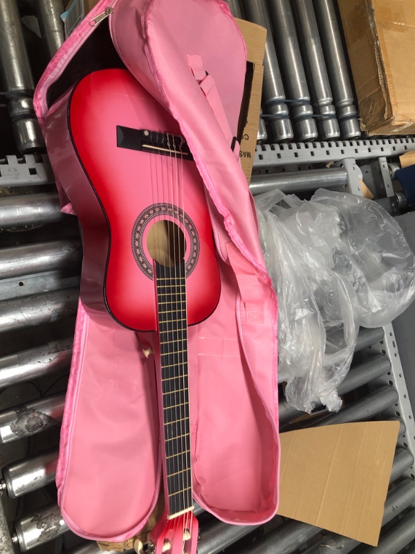 Photo 2 of 30" Wood Guitar with Case and Accessories for Kids/Girls/Boys/Beginners (Pink Gradient) Right Handed Pink Gradient