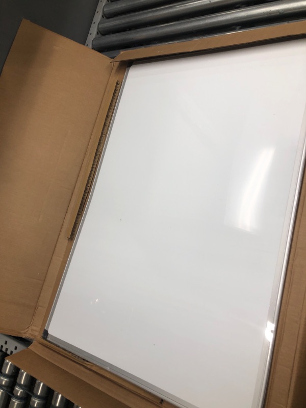 Photo 2 of Amazon Basics Magnetic Dry Erase White Board, 36 x 24-Inch Whiteboard - Silver Aluminum Frame 24" x 36" Magnetic, Aluminum Frame