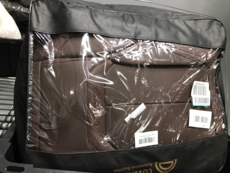 Photo 1 of Coverado Front and Back Seat Covers 5 Pieces, Waterproof Nappa Leather Auto Seat Protectors Full Set with Head Pillow, Universal Car Accessories Fit for Most Sedans SUV Pick-up Truck, Brown
