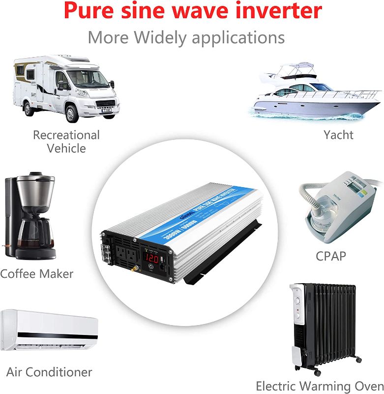 Photo 10 of Pure Sine Wave Power Inverter 3000Watt DC 12V to AC120V with Dual AC Outlets with Remote Control and LED Display 3000w / 12v