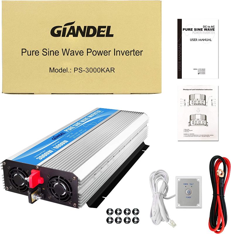 Photo 14 of Pure Sine Wave Power Inverter 3000Watt DC 12V to AC120V with Dual AC Outlets with Remote Control and LED Display 3000w / 12v