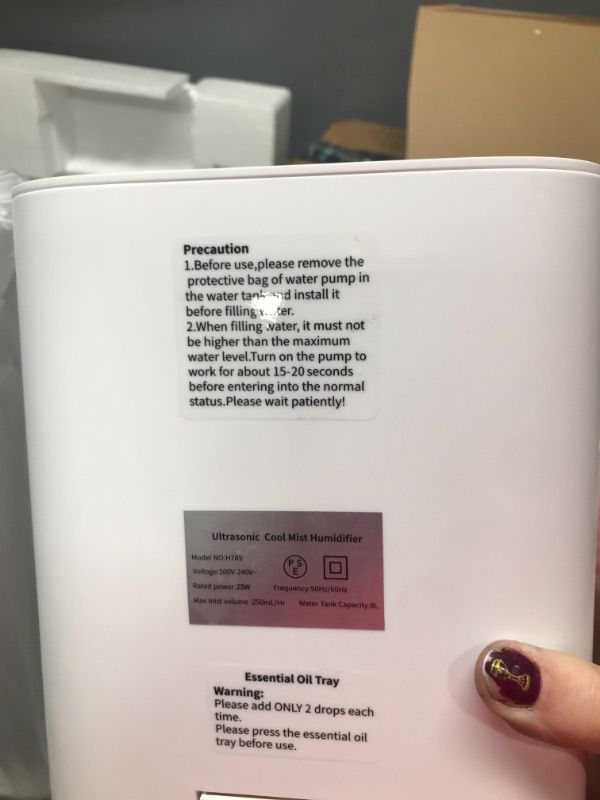 Photo 2 of ***UNABLE TO TEST SEE NOTES*** Humidifiers for Bedroom Large Room, 8L 2.1Gal 36dB Quiet Cool Mist Humidifiers for Baby Nursery Plants, Customized Humidity, Timer, Auto Shut-Off Mist, 40H Work Time 360° Nozzle White