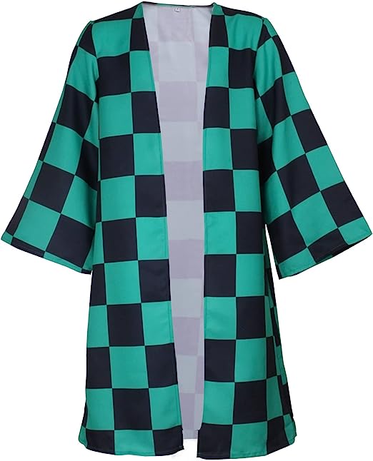 Photo 1 of Kamado Tanjirou Costume Kimetsu no Yaiba Cosplay Cloak Halloween Contrasting Colour Japanese Robe Kimono
