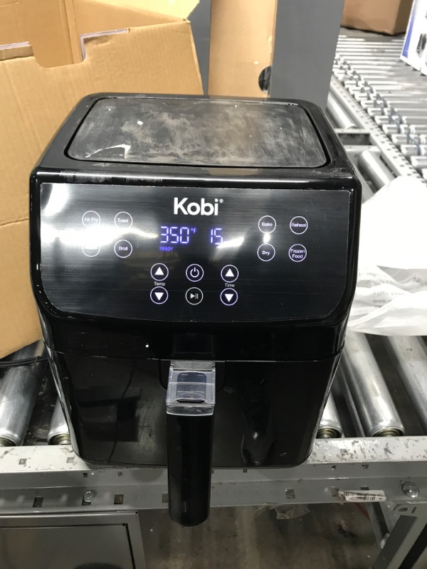 Photo 1 of Kobi Air Fryer, XL 5.8 Quart,1700-Watt Electric Hot Air Fryers Oven & Oilless Cooker, LED Display, 8 Preset Programs, Shake Reminder, for Roasting, Nonstick Basket, ETL Listed (100 Recipes Book Included) (Black)