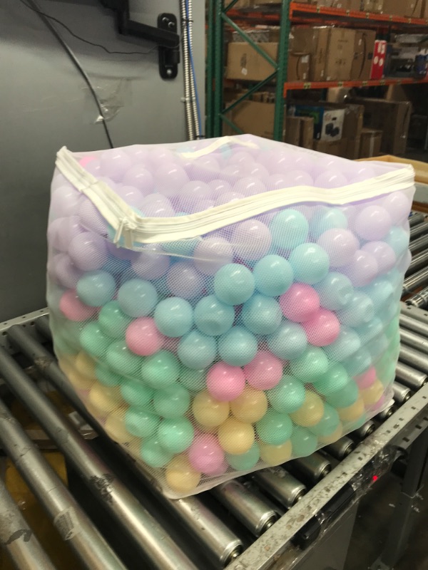 Photo 1 of Amazon Basics BPA Free Crush-Proof Plastic Ball Pit Balls with Storage Bag, Toddlers Kids 12+ Months, 6 Pastel Colors - Pack of 1000 6 Pastel Colors 1,000 Balls