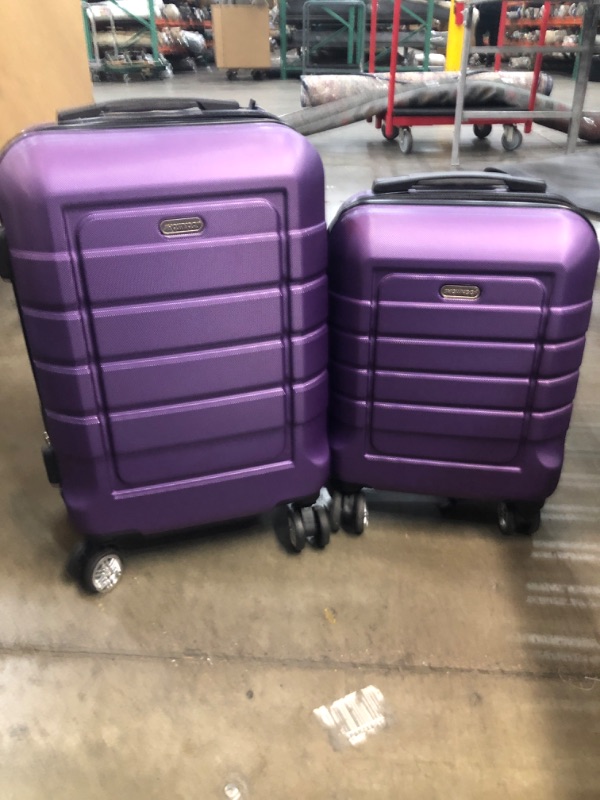 Photo 4 of SHOWKOO Luggage Sets Expandable PC+ABS Durable Suitcase Sets Double Wheels TSA Lock 4 Piece Luggage Set Purple Family set-Purple